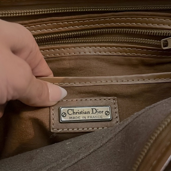 Vintage Christian Dior Satchel Handbag beige with brown honeycomb design - Picture 4 of 7